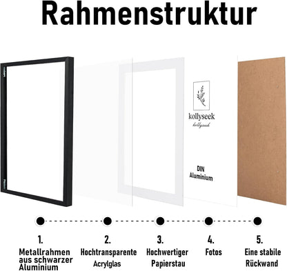 Rama foto kollyseek din aluminiu negru cu sticla, 30x45 cm