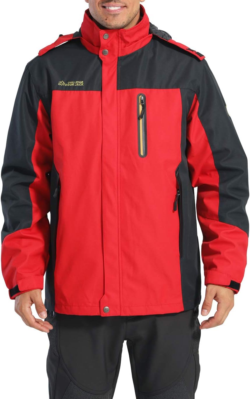 KEFITEVD Softshelljacke Herren Wasserabweisende Funktionsjacke mit Abnehmbarer Kapuze Leichte Outdoorjacke für Wandern Trekking