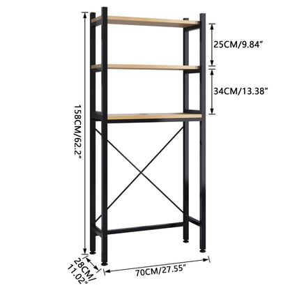 Raft baie MOYIPIN FG2 3 polite metalic ajustabil negru 70x28x158 cm