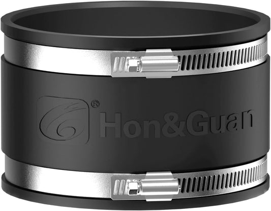 Hon&Guan 100 mm Flexible Rubber Sleeve Rubber Coupling with Two Stainless Steel Clamps, Noise-Reducing Cuff Odourless, Pipe Connector for Pipe Fan, Carbon Filter, Rigid Pipe, Steel Pipe