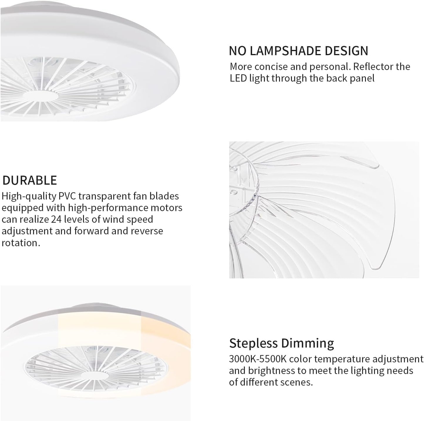 Ventilator tavan BKZO RGB Ceiling Fan cu lampa, control dublu