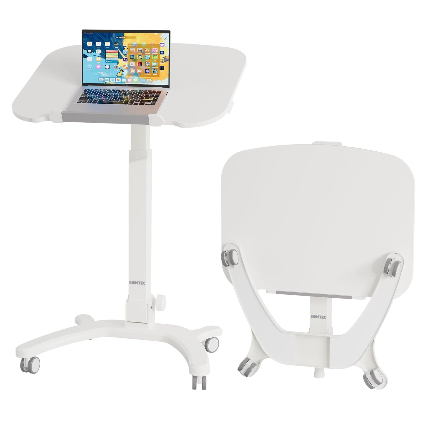 Birou ergonomic compact BONTEC MWS05 Inaltare Reglabila 65x50cm cu Rotile