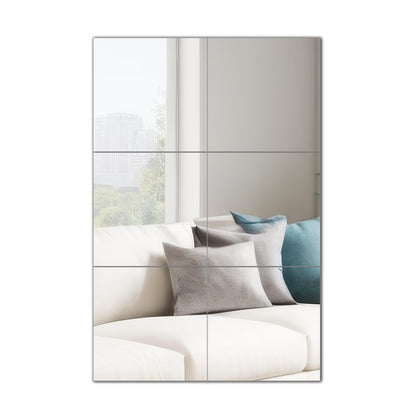 Muzilife Glass Mirror Tiles, 3 Pieces, 40 x 40 cm, DIY Wall Mirror with 4 Adhesive Mats, HD Mirror Set in Kitchen, Living Room and Bathroom