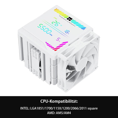Thermalright Peerless Assassin 140 Digital White CPU Air Cooler, Digital Screen Cover, 6 Heatpipes Computer CPU Cooling for AM4/AM5, Intel LGA1700/1851/1150/2011/1200, PC Cooler - Black