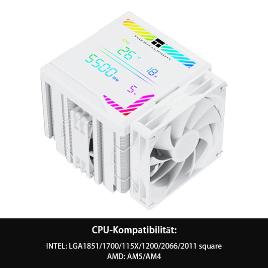 Thermalright Peerless Assassin 140 Digital White CPU Air Cooler, Digital Screen Cover, 6 Heatpipes Computer CPU Cooling for AM4/AM5, Intel LGA1700/1851/1150/2011/1200, PC Cooler - Black