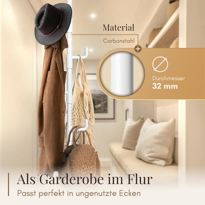 Cuier telescopic LOBUX cu 5 carlige, alb, 110-310 cm, marimea Kleiderstander