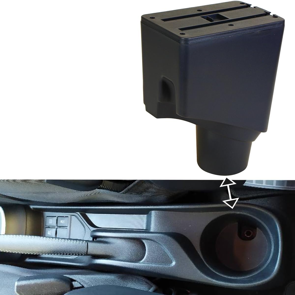 Car Accessory Armrest for Toyota Yaris Armrests 2015-2021 Double Layer Armrest Black Leather with White Lines