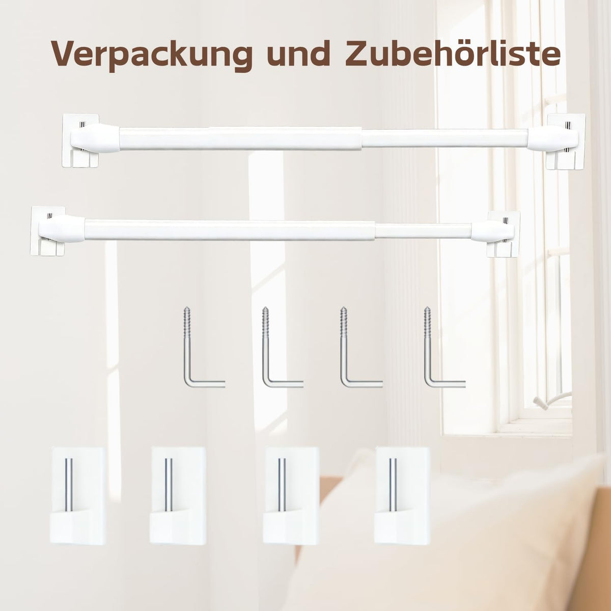 Bara perdea Venwemong Reglabila Extensibila 2 bucati 60-105 cm
