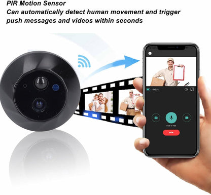 WiFi Door Viewer Camera, Wireless Digital Door Camera, 4.3 Inch LCD Display, 1080P Video Doorbell Camera, Two-Way Conversation, IR Night Vision, PIR Motion Detection