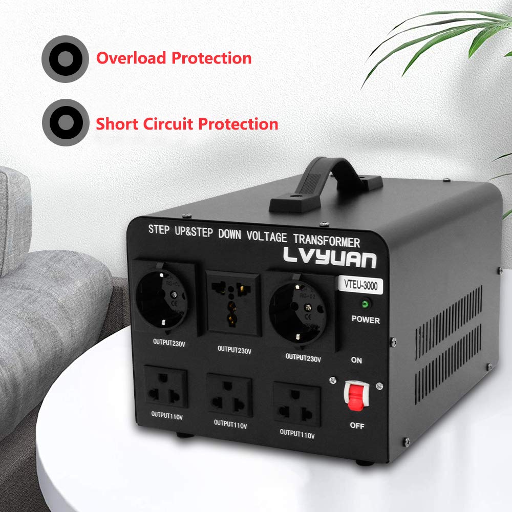 Cantonape Voltage Converter 3000W, 5A, 220V-240V/110V-120V, 3000W, Automatic Voltage Stabiliser