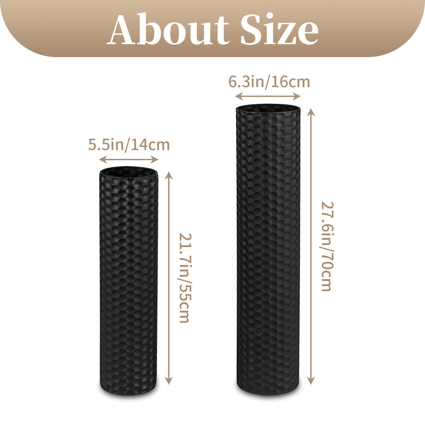 Vaze decorative Sziqiqi Modern Black Floor Vases set 2 metal 7055cm