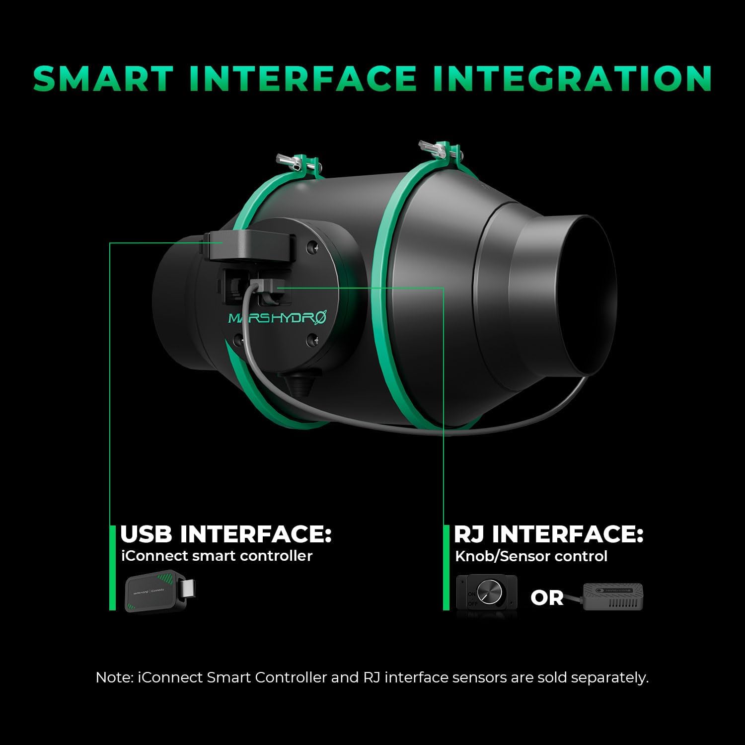 Mars Hdyro 2025 New Version iFresh 6 Inch Smart Inline Duct Fan with Variable Speed Controller, 402 CFM App Control Ventilation Exhaust Fan for Grow Tents, Hydroponics