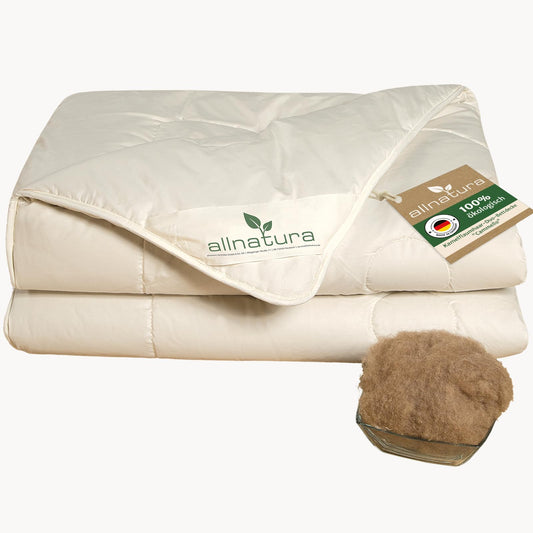 Plapuma din puf de camila si pene allnatura Ansara Ultralight 135x200 cm, clasa caldura 1, certificata Downpass, fabricata in Germania