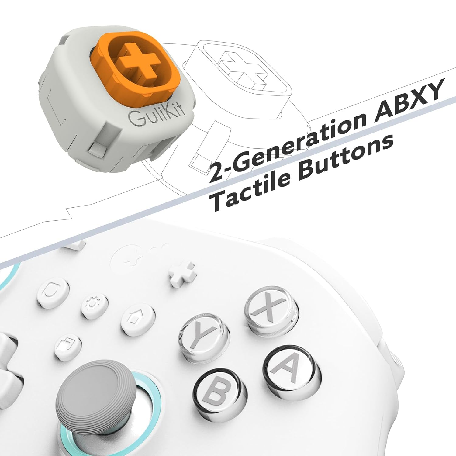 [No Drift] GuliKit KK3 Max Bluetooth Controller, Kingkong 3 Max Wireless Controller for Switch/Switch OLED, Hall Effect Joystick/Triggers, Maglev/Rotor/HD Vibration, Hyperlink Adapter (White)
