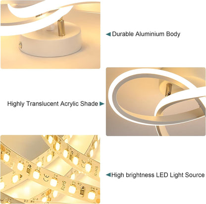 Comely LED Ceiling Light, 22 W, 2500 lm, Modern, Warm White Light, 3000 K, Creative Flower Shape, Acrylic Lamp, White, for Bedroom, Dining Room, Kitchen, Hallway, Balcony