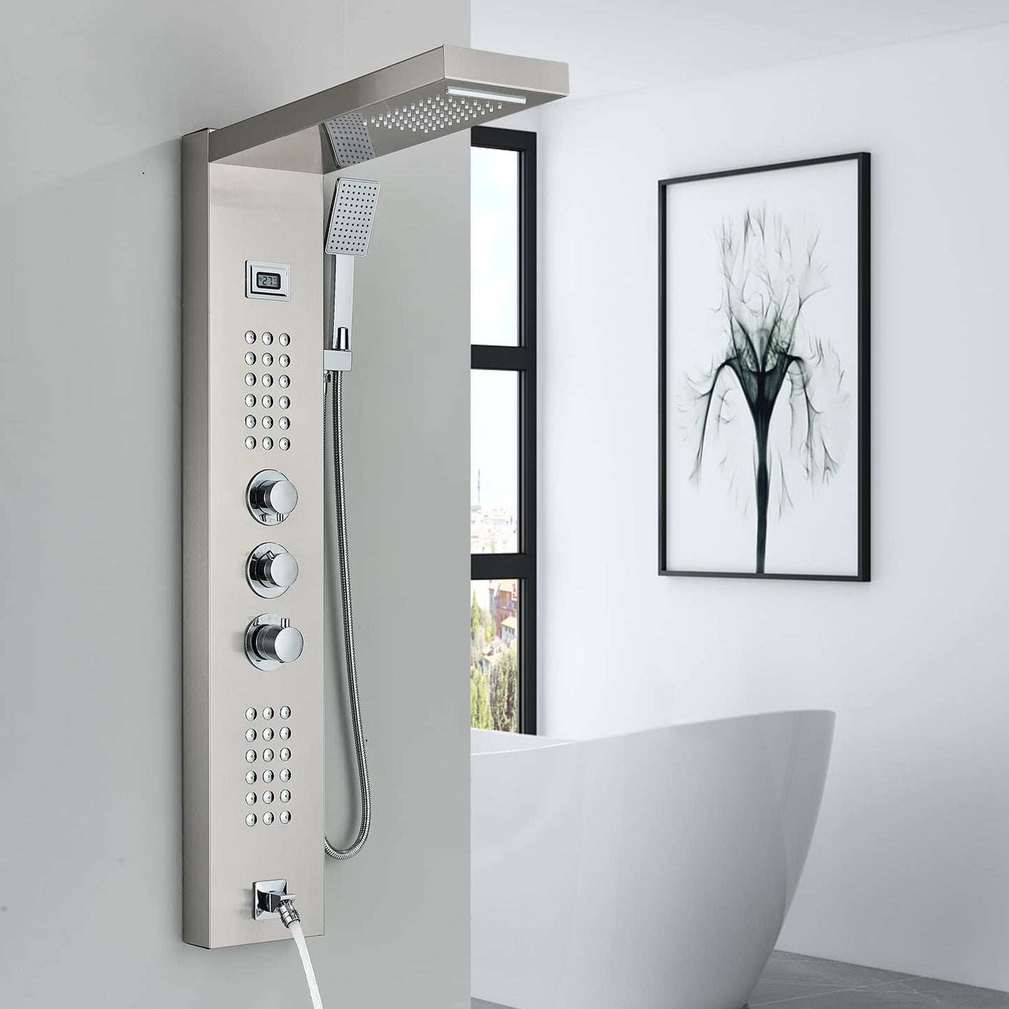 Panou dus cu termostat 5 functii inox nickel brosse