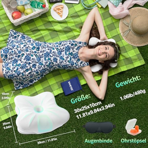 Perna ergonomica camping memory foam SAHEYER + suport gat, confort in calatorii