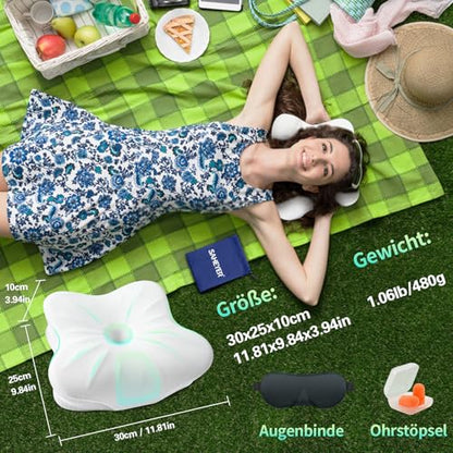 Perna ergonomica camping memory foam SAHEYER + suport gat, confort in calatorii