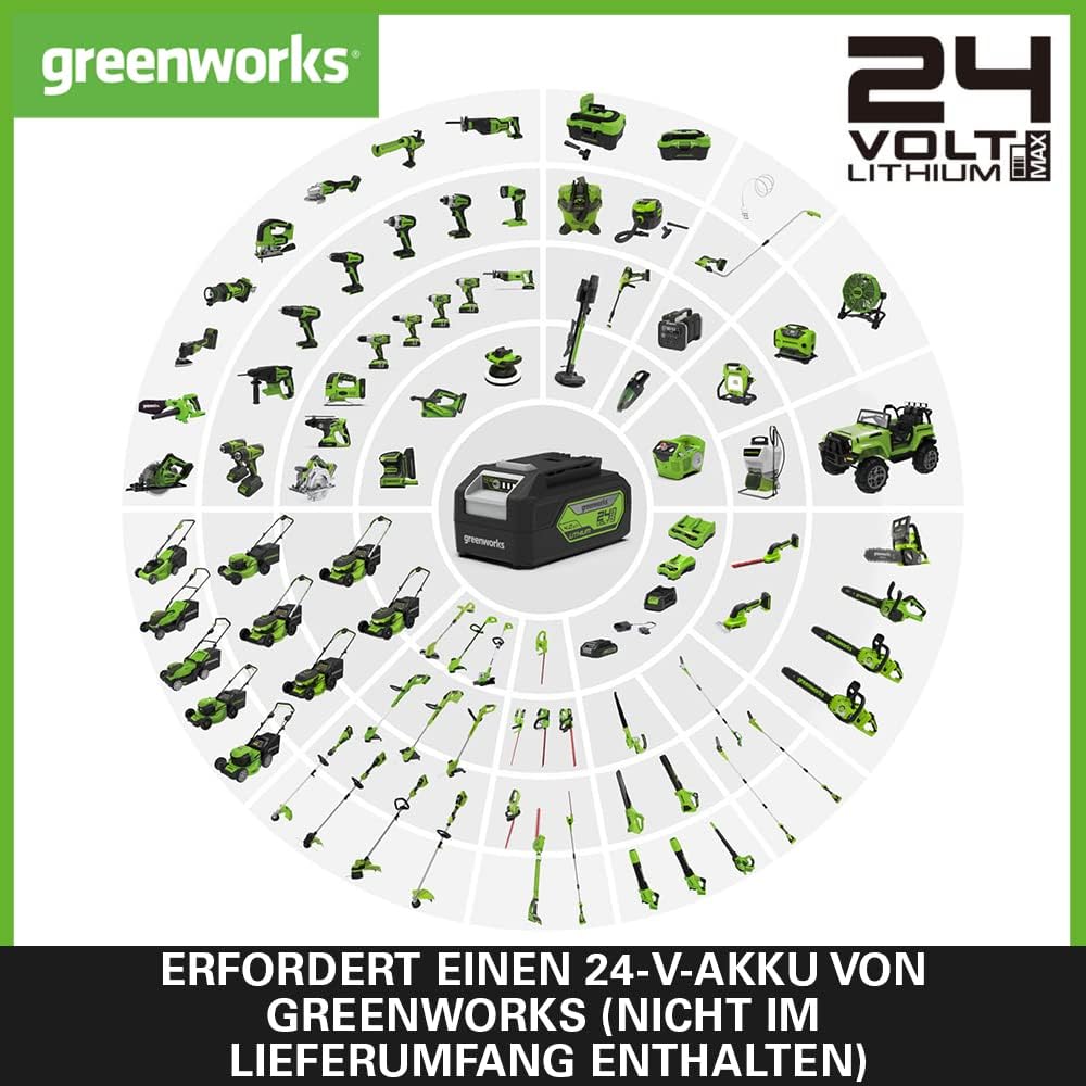 Foarfeca pentru arbusti si iarba Greenworks G24SHT 2 in 1, lame gard viu 20 cm si iarba 15 cm, fara baterie si incarcator 24 V