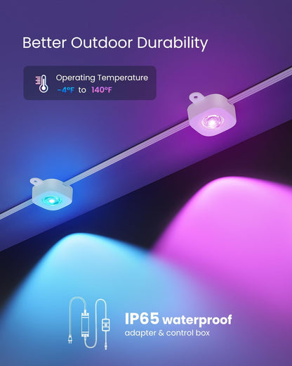 HomaVida Permanent Outdoor Lights 100ft, Christmas DIY Decor, Smart RGB+IC Outdoor Lights for House with Remote, 72 LED IP65 Waterproof Eave Light for Holiday, Party, Work with Alexa, Google Assistant