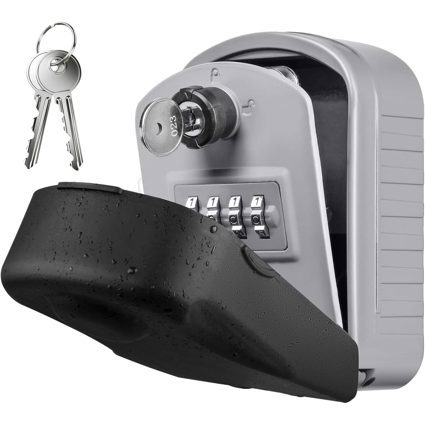 ENONEO Key Safe Key Safe with 4-Digit Combination Code with Waterproof Cover Large Key Box Key Box Wall Mounted Outdoor Indoor for Home, Car, Offices and Garages (Grey)