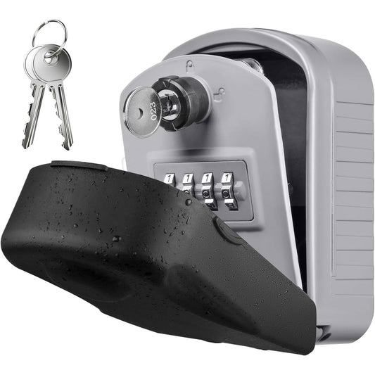 ENONEO Key Safe Key Safe with 4-Digit Combination Code with Waterproof Cover Large Key Box Key Box Wall Mounted Outdoor Indoor for Home, Car, Offices and Garages (Grey)