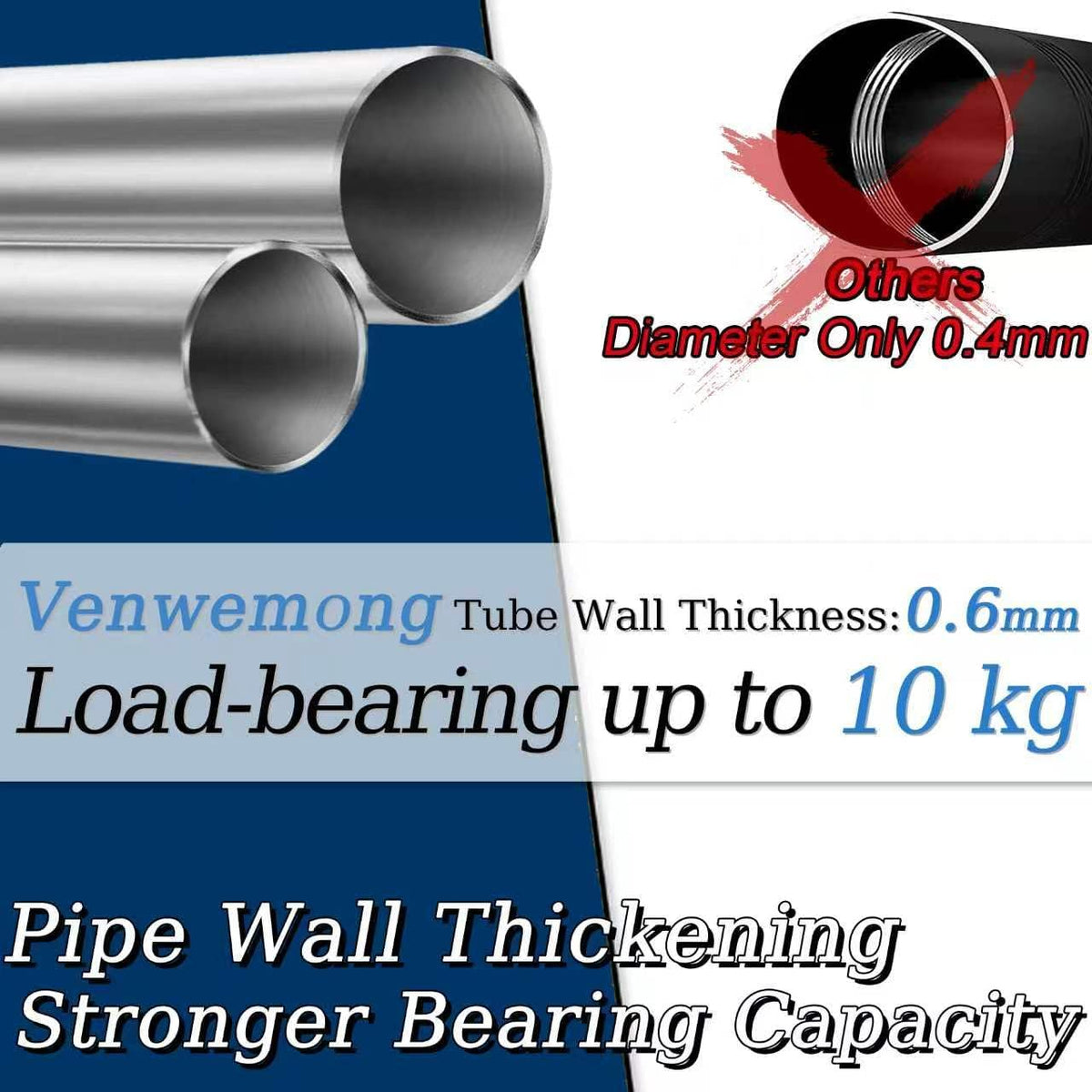 Galerie perdea Venwemong Curtain Poles & Tracks 84-185 cm Argintiu