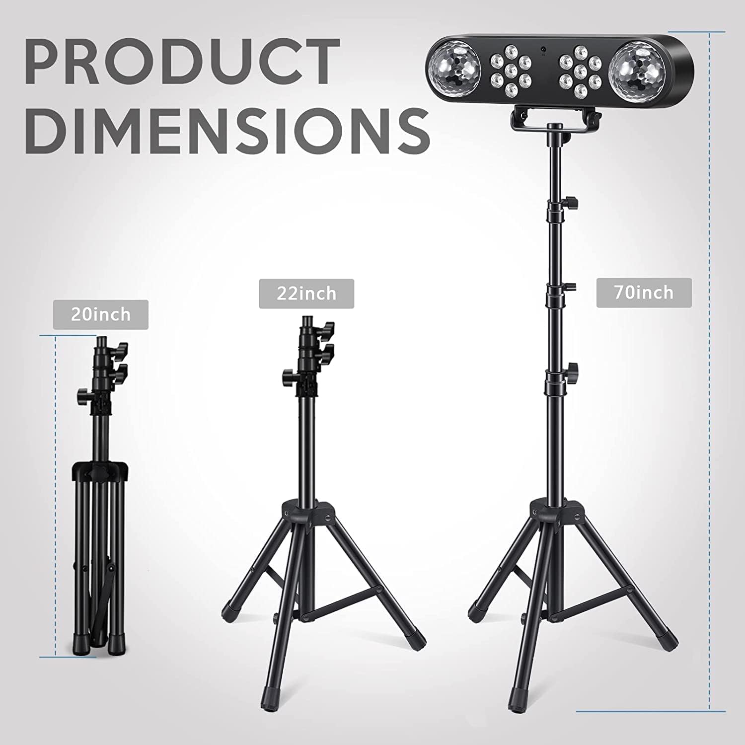 DJ light with tripod, party bar lights, disco spinning ball light, remote control and stage lighting system sound activated for bar concerts, mobile band dance, wedding, Halloween