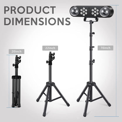 DJ light with tripod, party bar lights, disco spinning ball light, remote control and stage lighting system sound activated for bar concerts, mobile band dance, wedding, Halloween