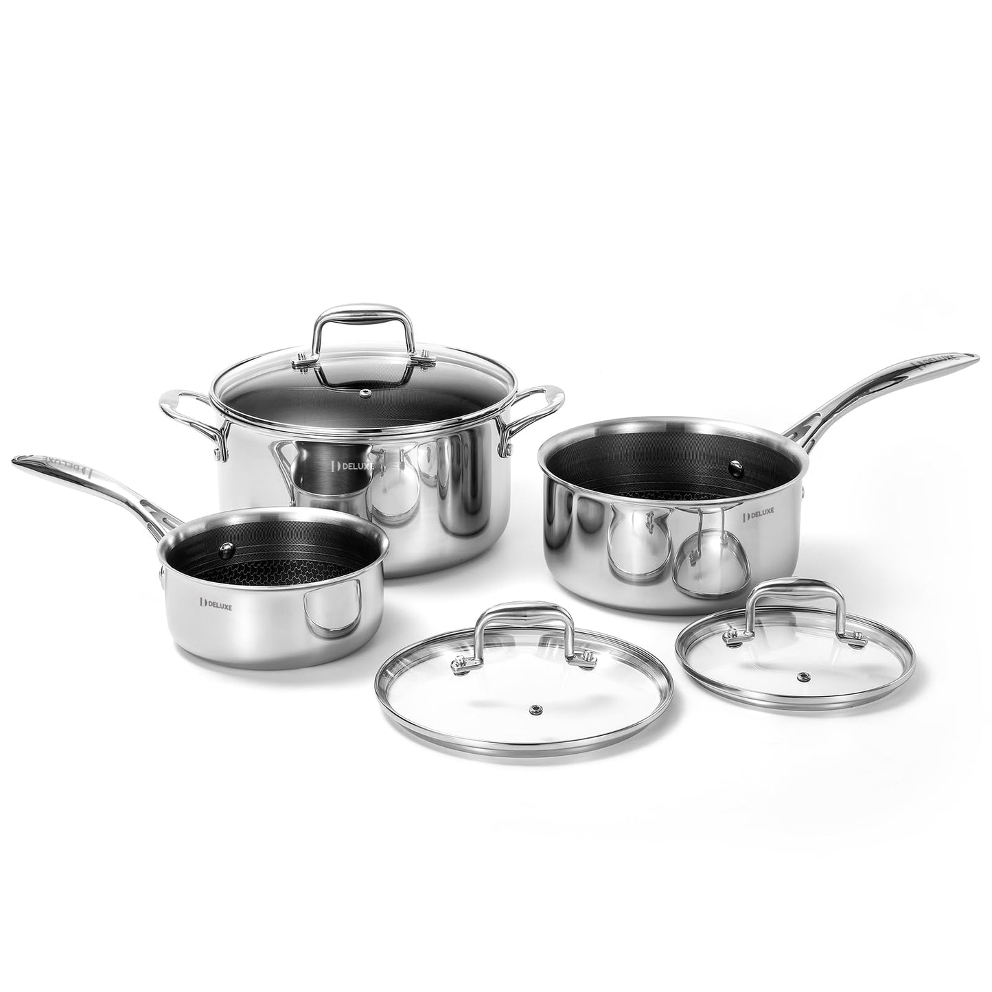Set cratite DELUXE Hybrid 6 piese inox antiaderent inductie
