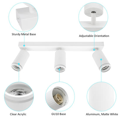 Spot luminos White 3 becuri GU10 aluminiu rotativ 2250 lm