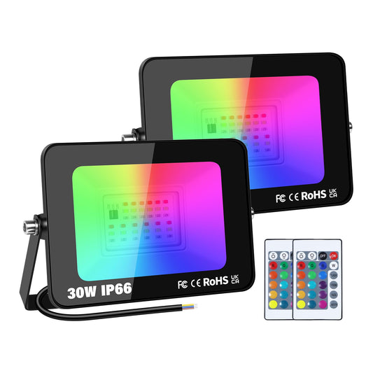 Proiector LED RGB exterior 30W 2 pack RIGIDON, telecomanda, IP66