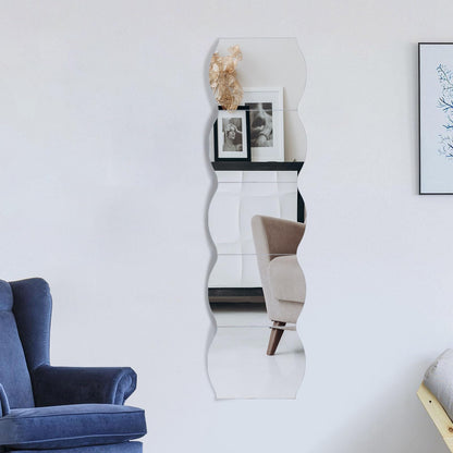 Muzilife Glass Mirror Tiles, 3 Pieces, 40 x 40 cm, DIY Wall Mirror with 4 Adhesive Mats, HD Mirror Set in Kitchen, Living Room and Bathroom