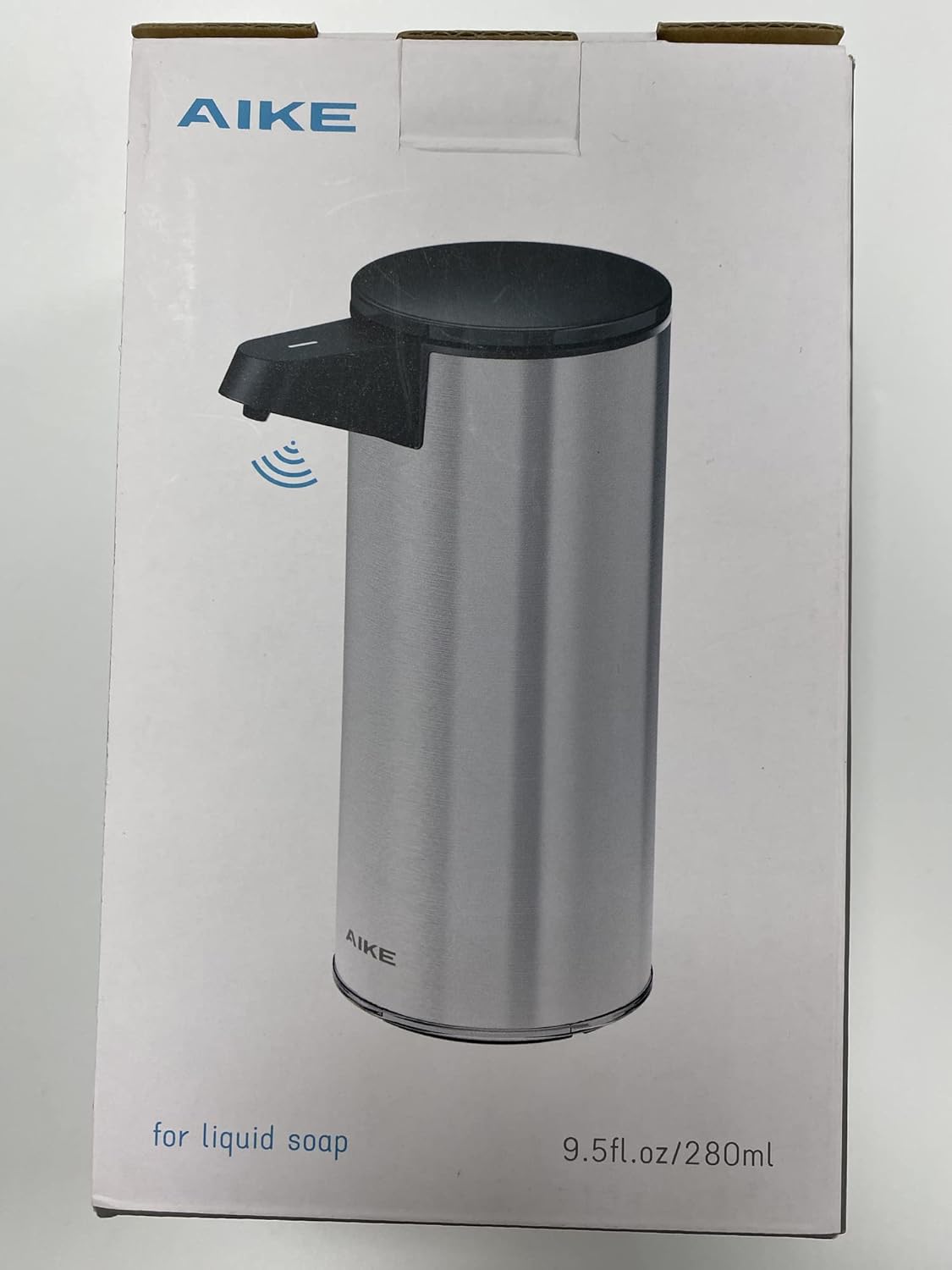 AIKE AK1333 280ml/9.5oz Automatic Soap Dispenser USB Rechargeable, Stainless Steel Soap Dispenser, Touchless Hand Soap Dispenser Liquid for Bathroom and Kitchen Matte Black