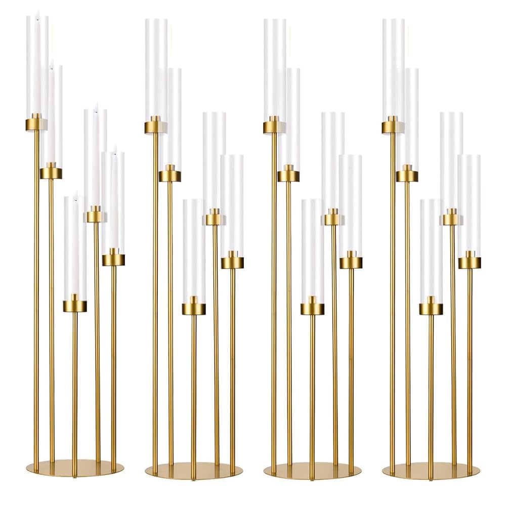 Set 4 Suporturi lumanari podea 5 brate 100 cm + abajur acrilic VINCIGANT, set 4