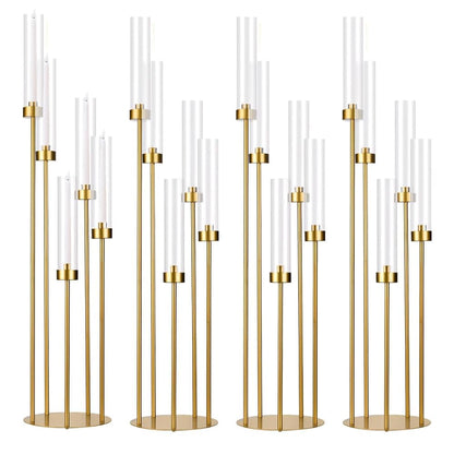 Set 4 Suporturi lumanari podea 5 brate 100 cm + abajur acrilic VINCIGANT, set 4