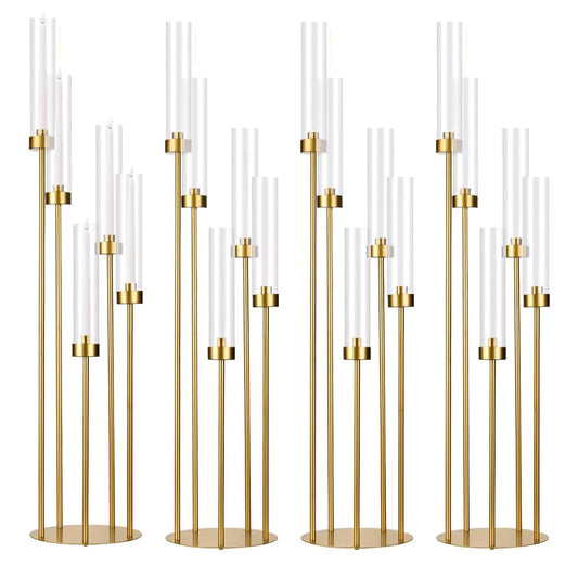 Set 4 Suporturi lumanari podea 5 brate 100 cm + abajur acrilic VINCIGANT, set 4