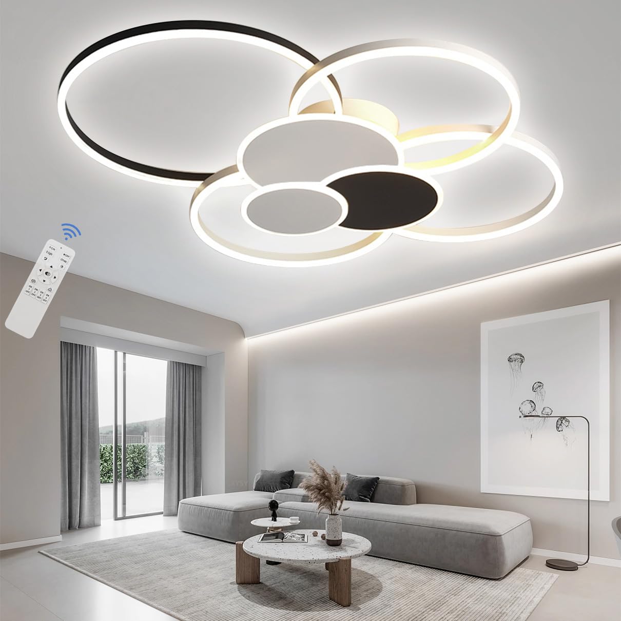 Lampa tavan LED Dimmable White + Black 68W 6800 lm telecomanda