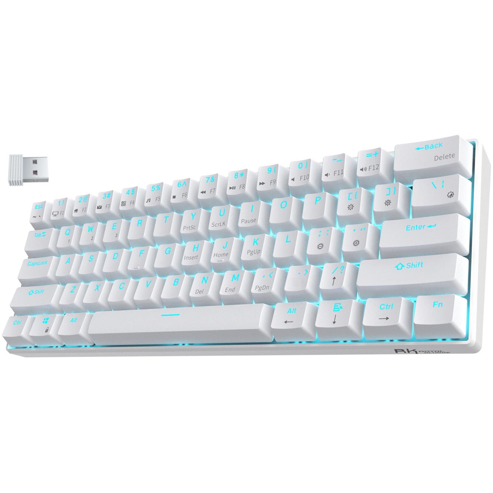 RK Royal Kludge RK61-US 2.4 GHz Wireless/Bluetooth/Wired 60% Mechanical Keyboard, 61 Keys Compact Keyboard, Hot Swappable Red Switch Gaming Keyboard with Software for Windows/Mac/Android