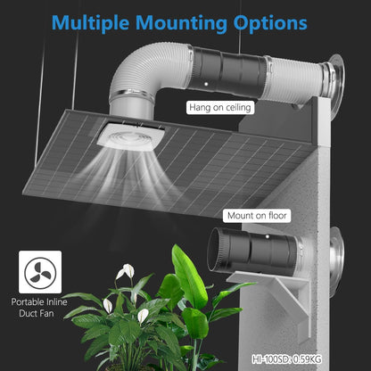 Hon&Guan 150 mm Adjustable Inline Pipe Fan, 587 m³/h Pipe Fan, Exhaust Fan with EU Plug, Duct Fan, Bathroom Fan for Conservatory, Greenhouse, Basement, Garage, Kitchen, Bathroom, Black