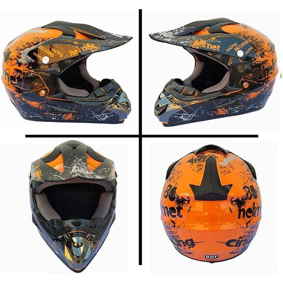 Jugend Motorradhelme,Kinderfahrradreithelm,Junge Und Mädchen, Roller Ski ATV Helm,ECE-Zertifizierung,Geeignet Für Alle Jahreszeiten