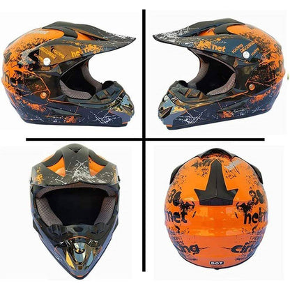 Jugend Motorradhelme,Kinderfahrradreithelm,Junge Und Mädchen, Roller Ski ATV Helm,ECE-Zertifizierung,Geeignet Für Alle Jahreszeiten