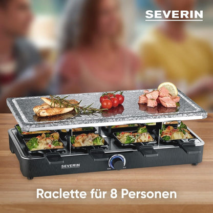 Gratar Raclette SEVERIN cu piatra naturala, 8 tavite, 1300 W