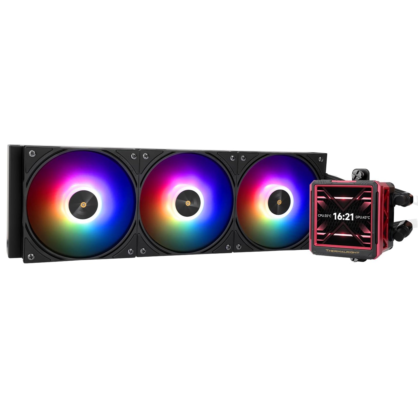 Thermalright FW 360 Ultra ARGB Black Refroidisseur d'eau pour processeur, 3 ventilateurs PWM, écran LCD IPS avec résolution 480 x 480, pour AM4/AM5 et Intel LGA1700/1851, écran 2,88"