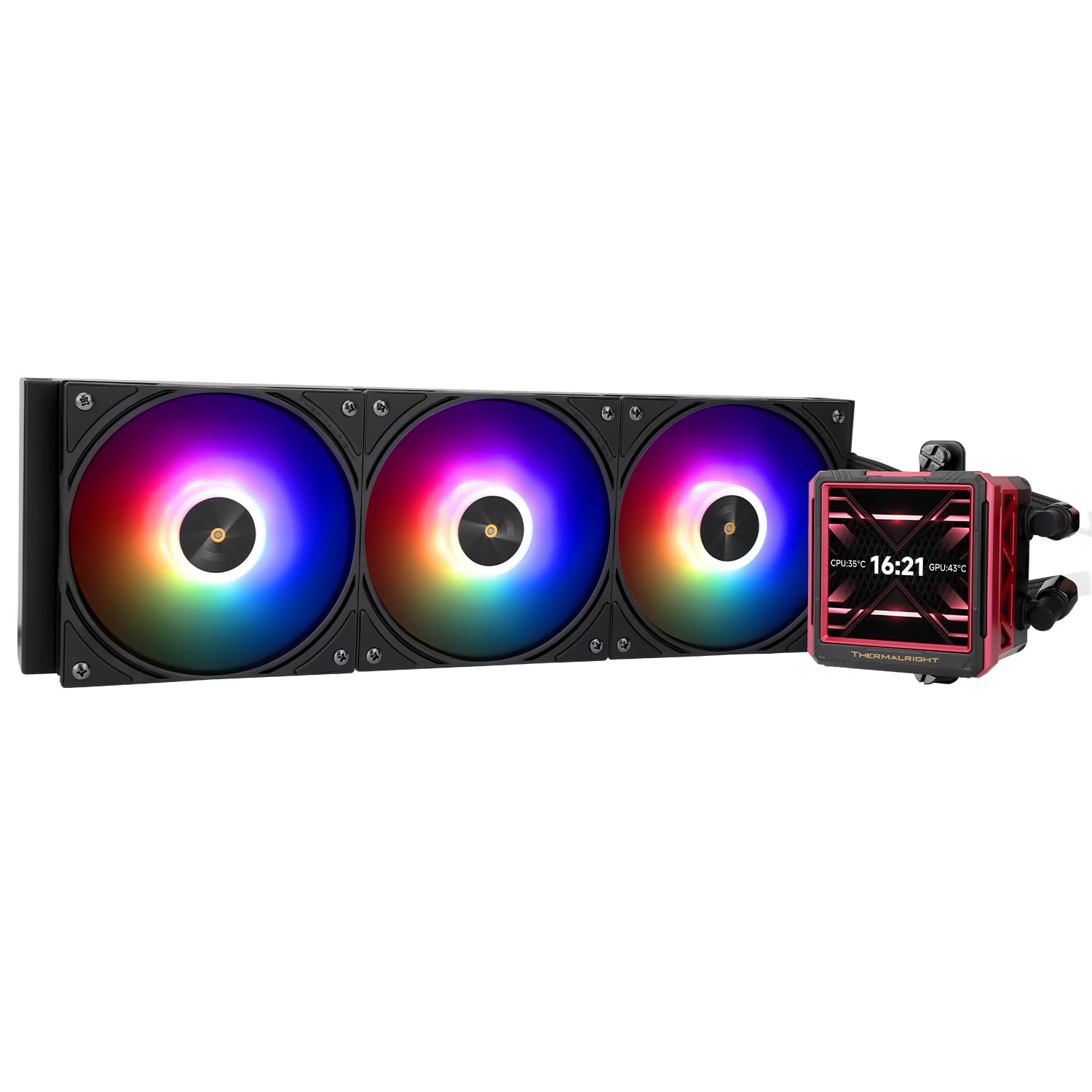 Thermalright FW 360 Ultra ARGB Black Refroidisseur d'eau pour processeur, 3 ventilateurs PWM, écran LCD IPS avec résolution 480 x 480, pour AM4/AM5 et Intel LGA1700/1851, écran 2,88"