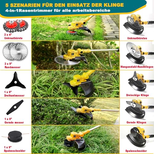 Motocoasa Electrica Trimmer iarba cu acumulator Fiutazge, brushless, 2x4.0Ah, 5 lame