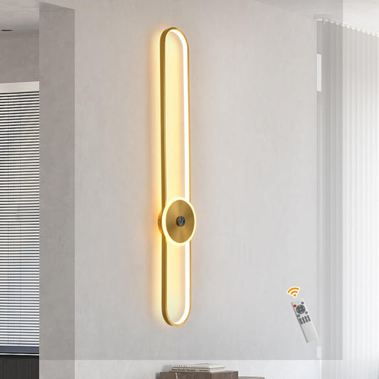 Aplica LED GEADI 115cm 16W cu telecomanda, dimabila, aurie