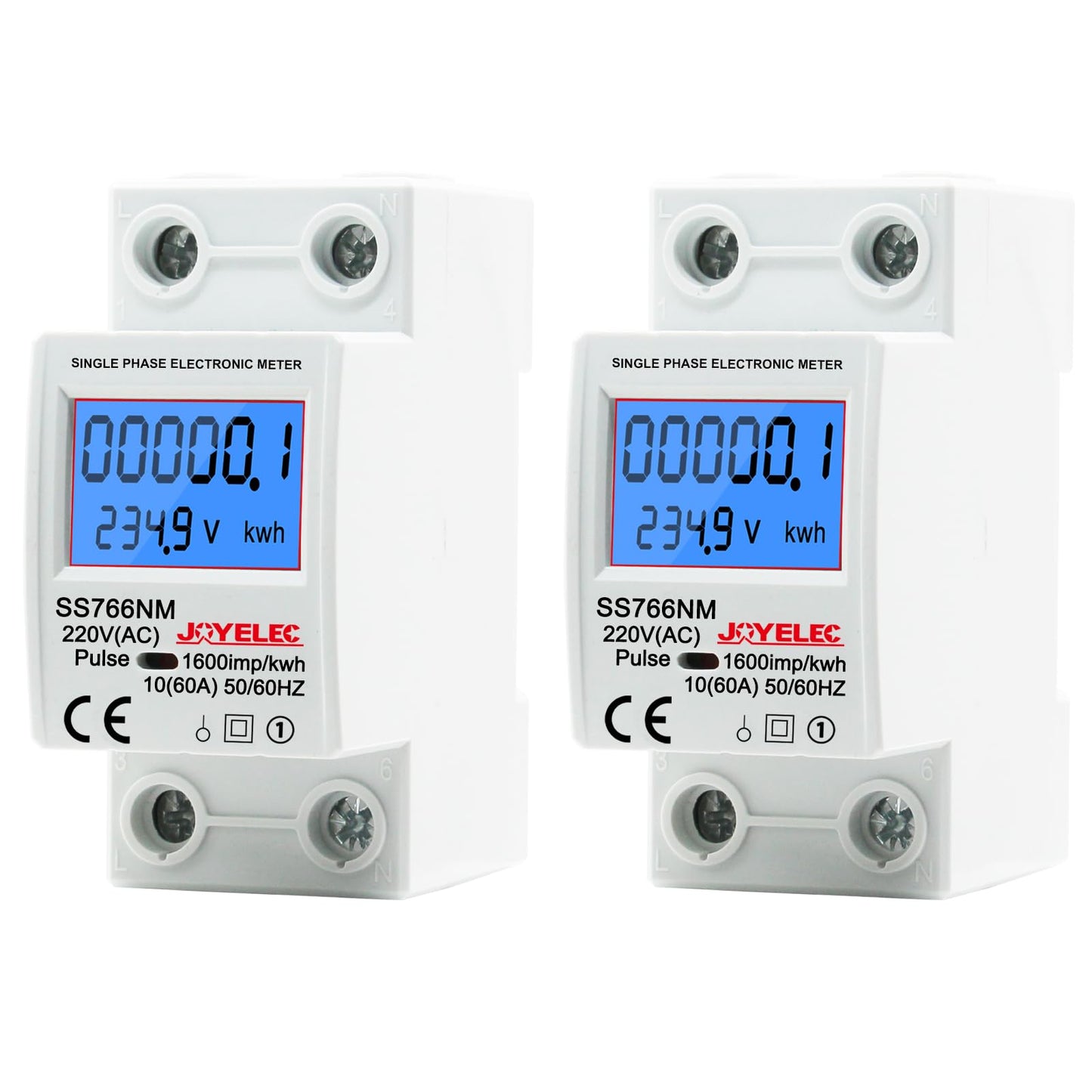 JOYELEC Smart WiFi Electric Meter Consumption Meter 63A 220V Real-time Monitoring, Time Switch Function, Overvoltage and Low Voltage Protection