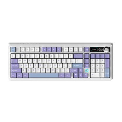 AJAZZ AK980 Mechanical Keyboard Gaming Keyboard with 1.14" Display and Buttons, 8000mAh Battery, BT/2.4G/USB-C, South Facing RGB, Hot Swap, FR4 Position Plate, 5-Layer Padding