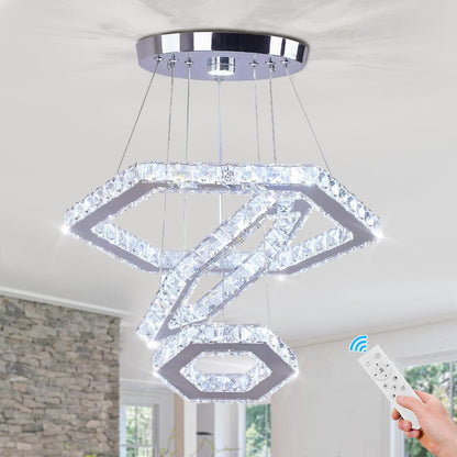 Lampa suspendata FRIXCHUR Crystal 3 inele LED 47W 6500K